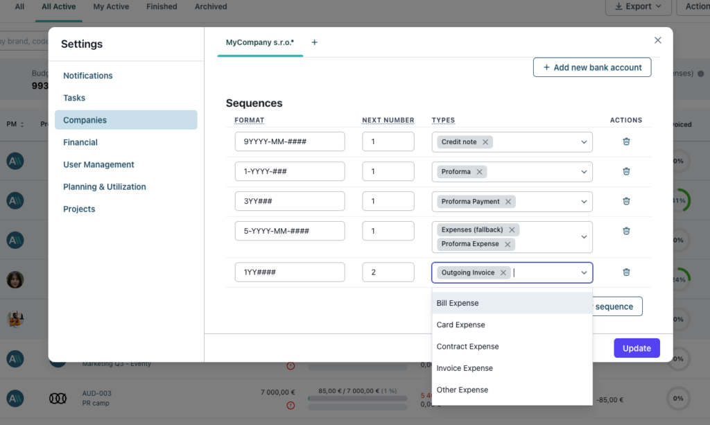 invoice numbers sequnces allfred