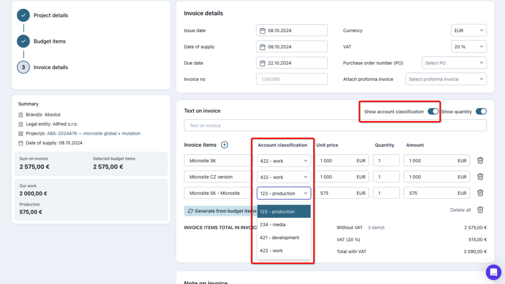 revenue accounts classification