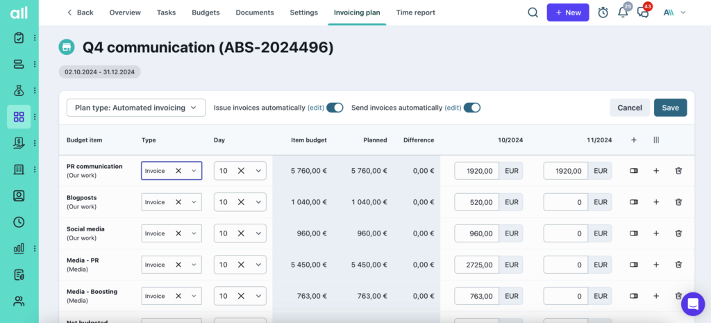 automated invoicing plan allfred