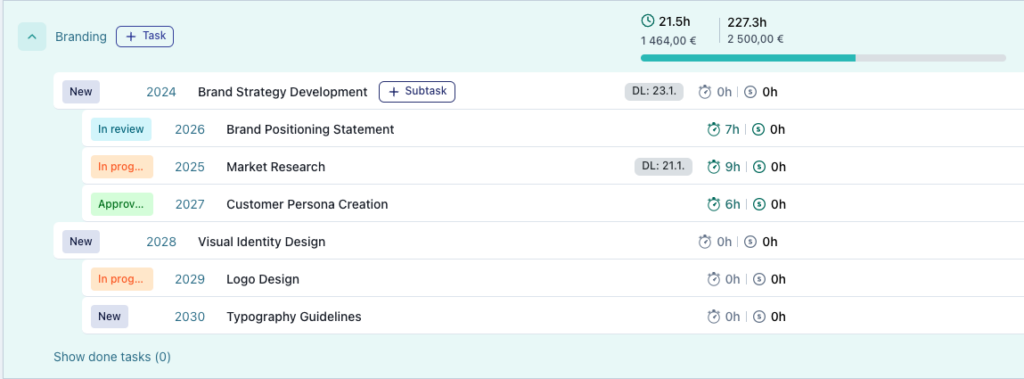 subtasks